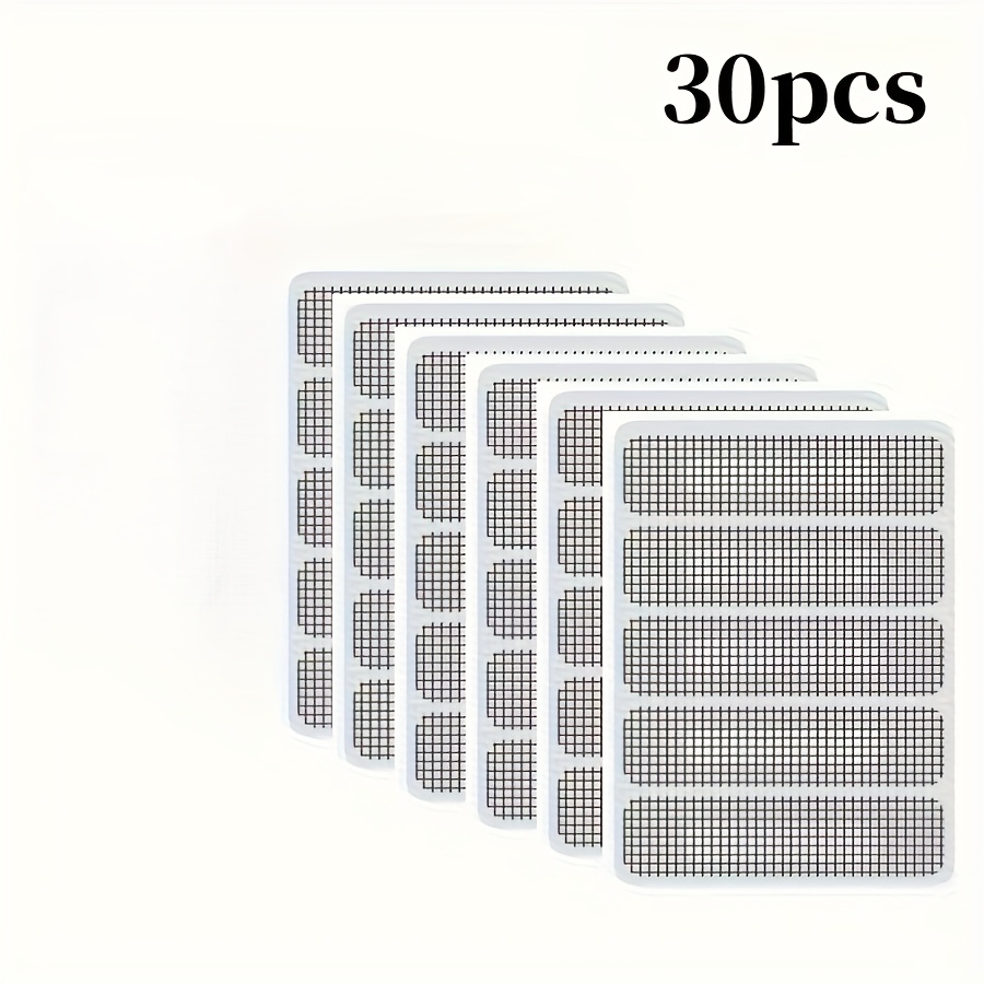 10/30pcs Anti-mosquito Window Stickers - Durable Fabric Mesh Screens Grid Design, Transparent Drainage Patches For Ventilation, Bug-free Home & Repair Accessories, Breathable Material