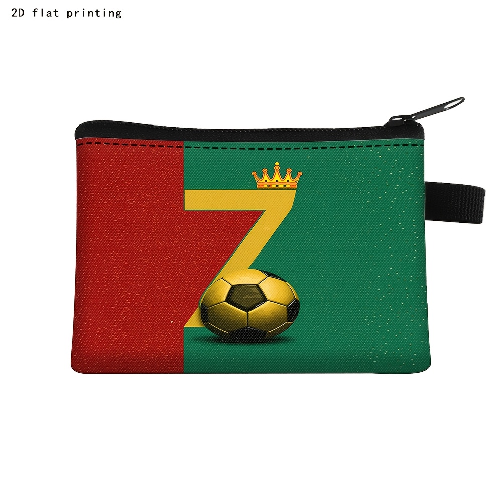 TEMU Chao Ku And Soccer Mini Coin Purse - 2d Flat Printing Zipper Wallet With A Full Football Sports Atmosphere, Suitable For Organizing Keys,