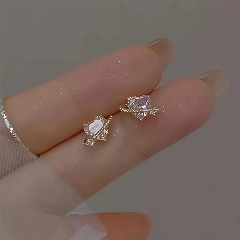 TEMU 1 Par de Elegantes Pendientes de Botón de Rosa Fácil de Colocar, Adecuados para el Uso , Regalo de San Valentín