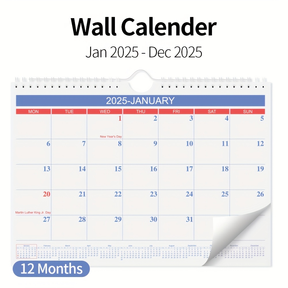 

2025 Wall Calendar - To December, 12 Month Academic Plan, Monthly View (english), And Schedule Planner, Paper