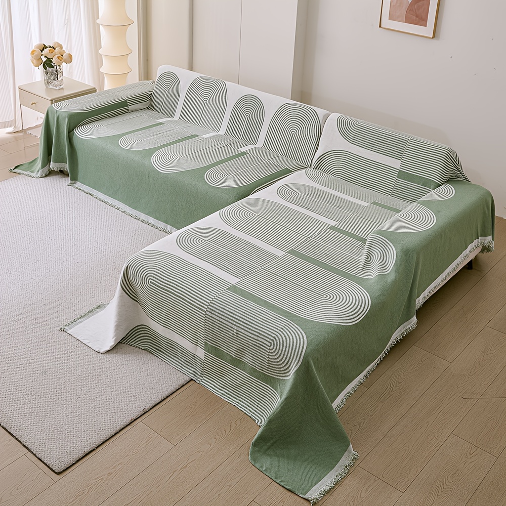 TEMU 2pcs Set Of Anti-slip Tassel Sofa Cover - Pet-friendly Machine Washable Chenille Sofa Protective Cover, Suitable For Sofas Of People