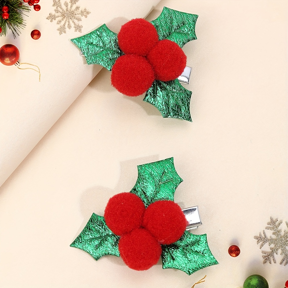 

Christmas Red Pom- For , Polyester Alligator Barrette, Fall/ Over 15 Years Old -