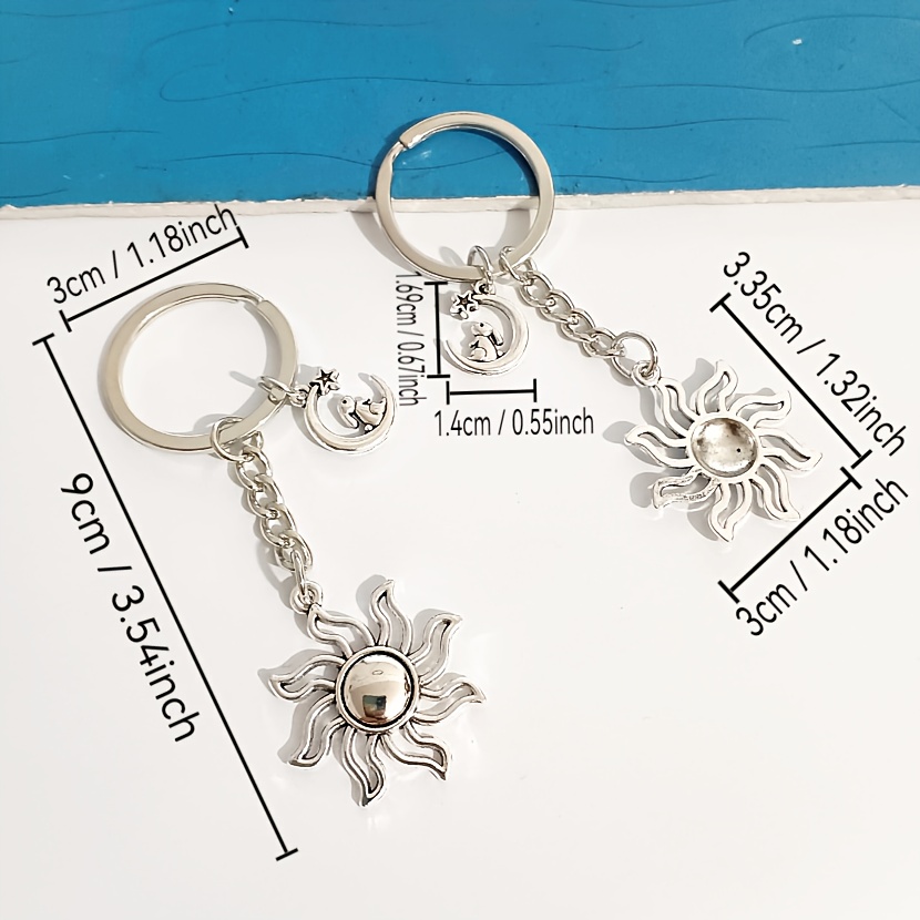 Celestial Keychain with Sun, Moon, Star & Rabbit Charm