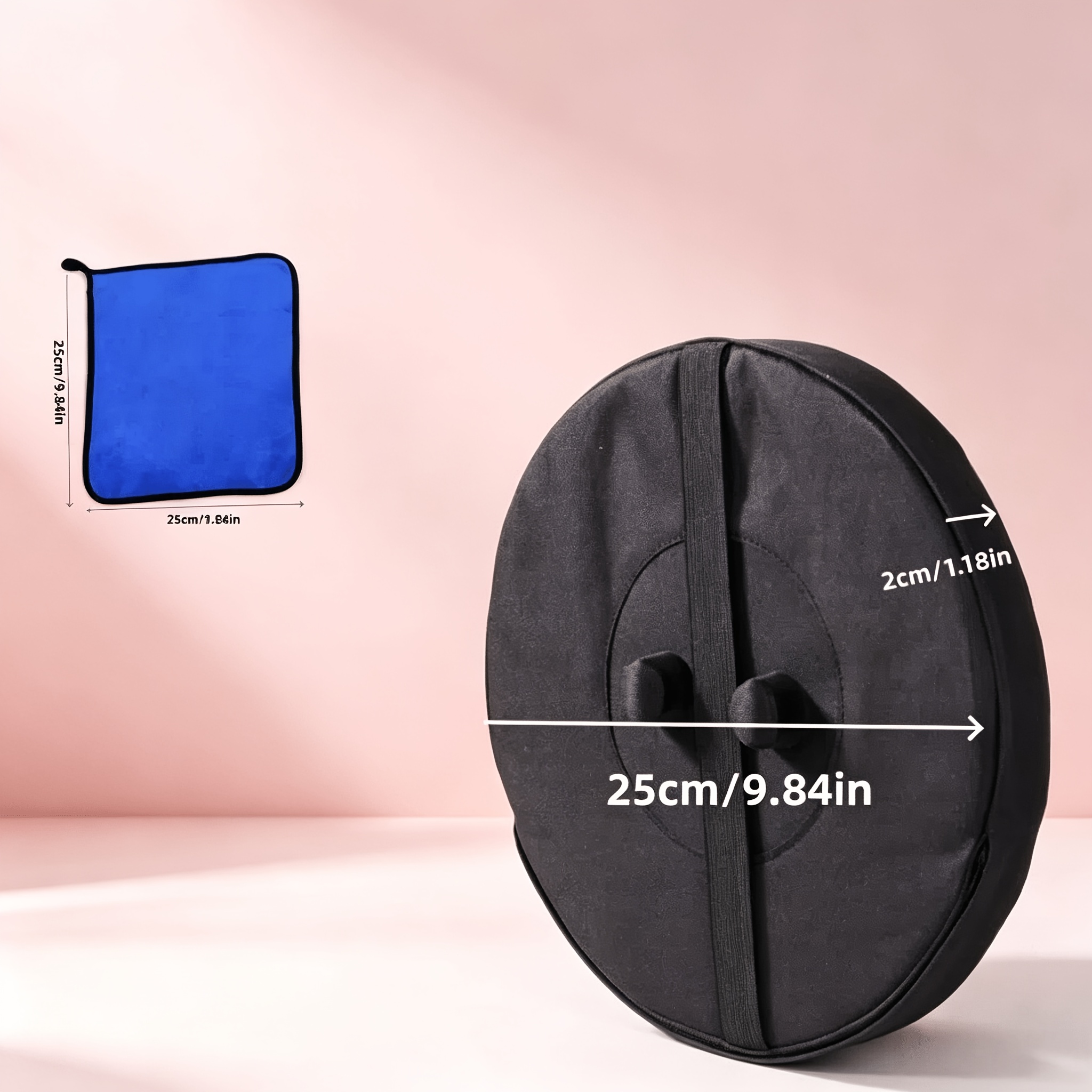 TEMU 25cm/9.84in Round Pvc Seat Cushion With Square Scarf, 2pcs Set (1pc Seat Cushion + 1pc Square Scarf), Durable And Portable Travel Chair Pad,
