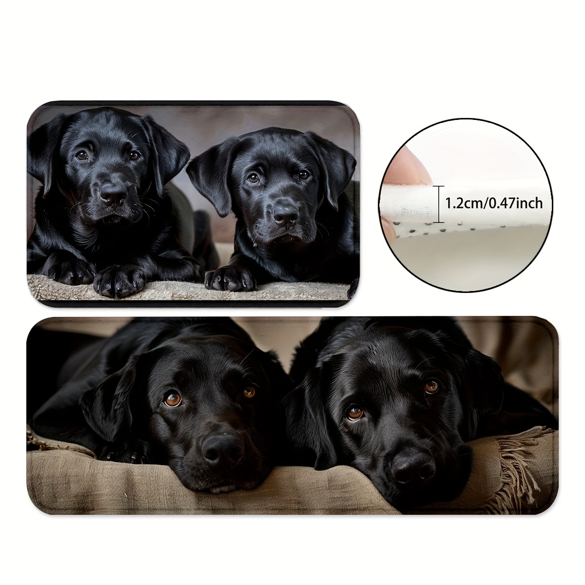 

1/2pcs, Dog Mats, Black Labrador Retrievers Non-slip Backing Rugs, Water Absorbent Carpet For Playroom, Bathroom, Dining Table, Kitchen