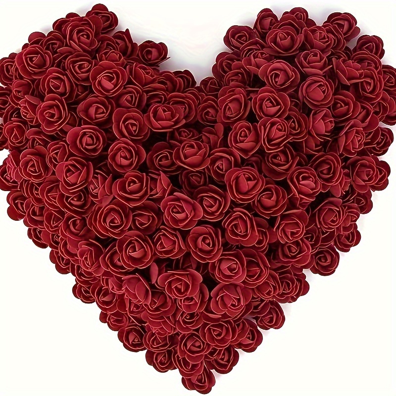 

100-piece Crimson Mini Foam Roses - Polyvinyl Chloride Artificial Flower Heads For Diy Crafts, Valentine's & Mother's Day Gifts, Home Decor Accents & Embellishments