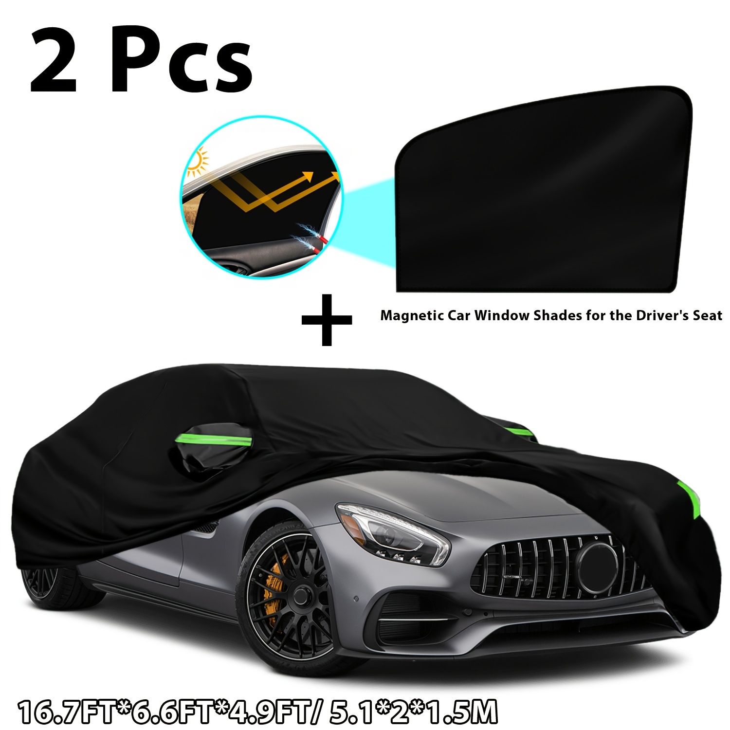TEMU Car Cover - Uv, Snow & Dust Protection With Reflective Safety Strips For Sedan & Suv - Indoor/outdoor Use