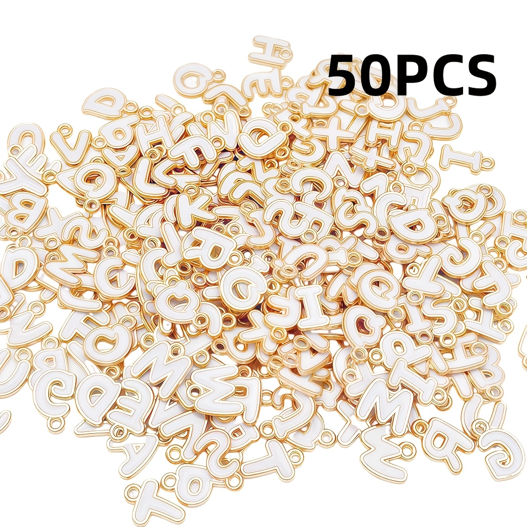 TEMU 50pcs Pendentif Métal pour la Création de Bijoux Mélangées Pendentif Lettre Q Double Face Bracelet Collier