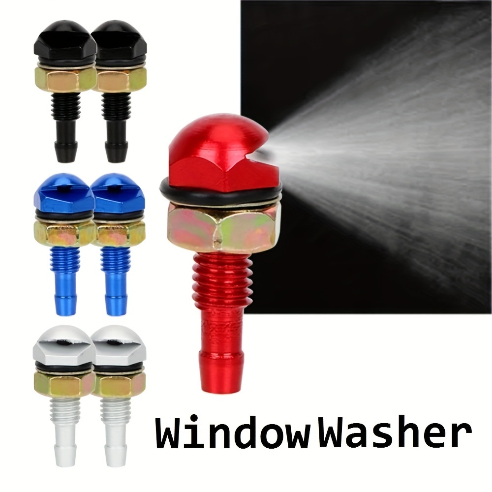 

2-pack Universal Aluminum Alloy Windshield Washer Nozzles - Adjustable Mist Spray Wiper Water Jet Nozzle