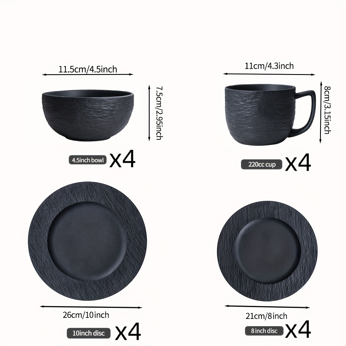 TEMU 16pcs Ceramic Tableware Set, Multi-person Dinner Tableware - High-end Dinner Plates, Including Dinner Plates, Bowls, Coffee Cups, Mugs, And