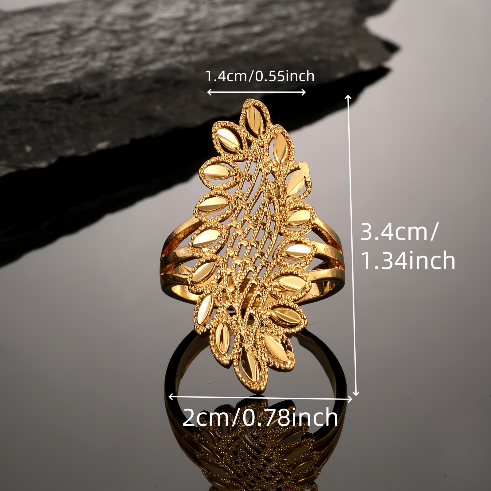 Golden Elegant Wheat Hollow Adjustable Ring, Unisex Design
