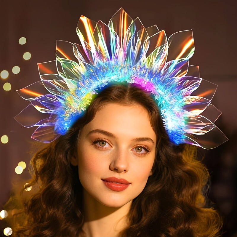 A Women's Led Crown Headpiece - Suitable For Regular Hair Types, Perfect For Weddings, Parties, Halloween Costumes, Christmas, And Birthday Celebrations - An Ideal Luminous Floral Head Accessory