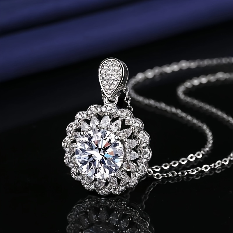 

Elegant 5ct Moissanite Sunflower Pendant Necklace - Luxurious & , Casual Attire Or Gifting