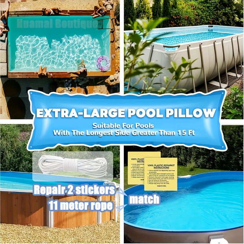 TEMU This Pool Pillow Measures 4 X 15 Feet And Is Suitable For Above Ground Swimming Pools. Thick And Cold Resistant Swimming Pool Cushion, Suitable