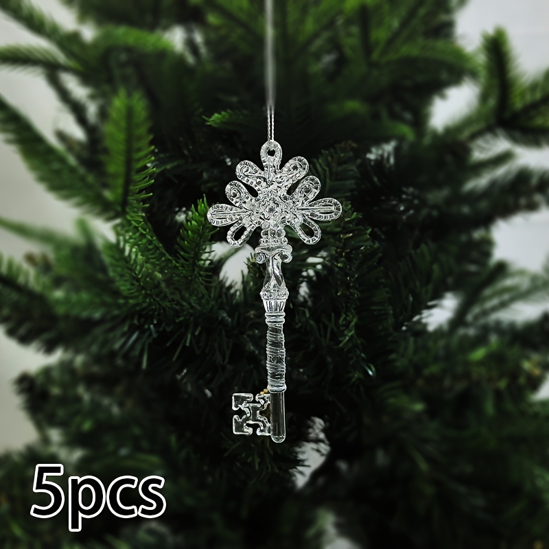 Image of 5pcs Of Transparent Crystal Pendants, Suitable For Chandeliers, Wreaths, Clear Acrylic Crystals, Shiny Acrylic Christmas Tree Ornaments, Hanging Plastic Crystals, For Home Holiday Decorations