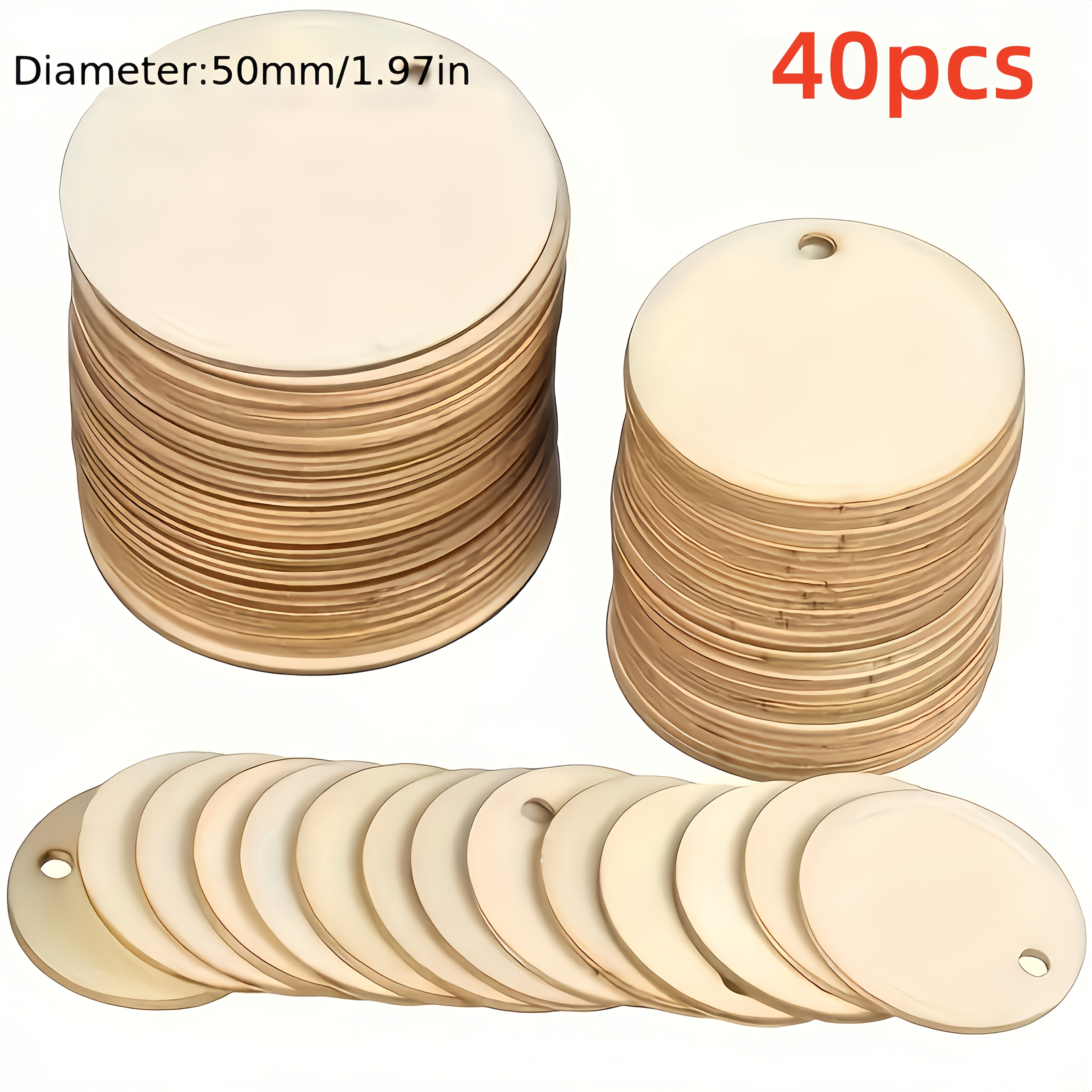 TEMU Etichette da appendere in legno non verniciate con , 5 cm/1,97 pollici, dischi di legno grezzi per decorazioni , ornamenti in legno fai da te,