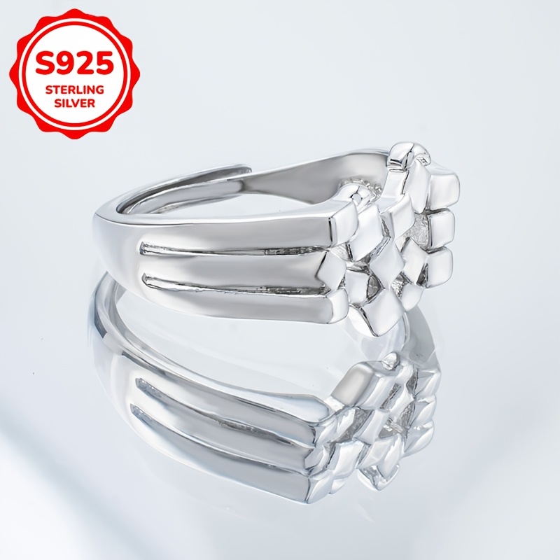 Geometric Wideband Ring 925 Sterling Silver Modern Ring