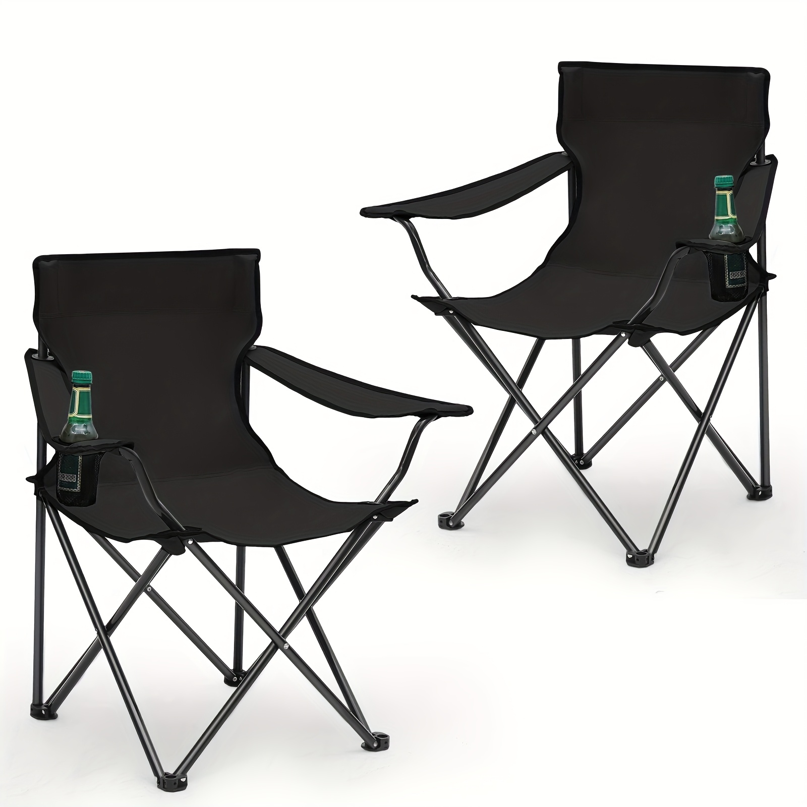 E-shop Sunula 1/2 Stück Campingstuhl Klappstuhl 100kg, mit Getränkehalter, Campingstuhl Faltbar, Outdoor Klappstuhl für Outdoor, Sport, Strand, Angeln,