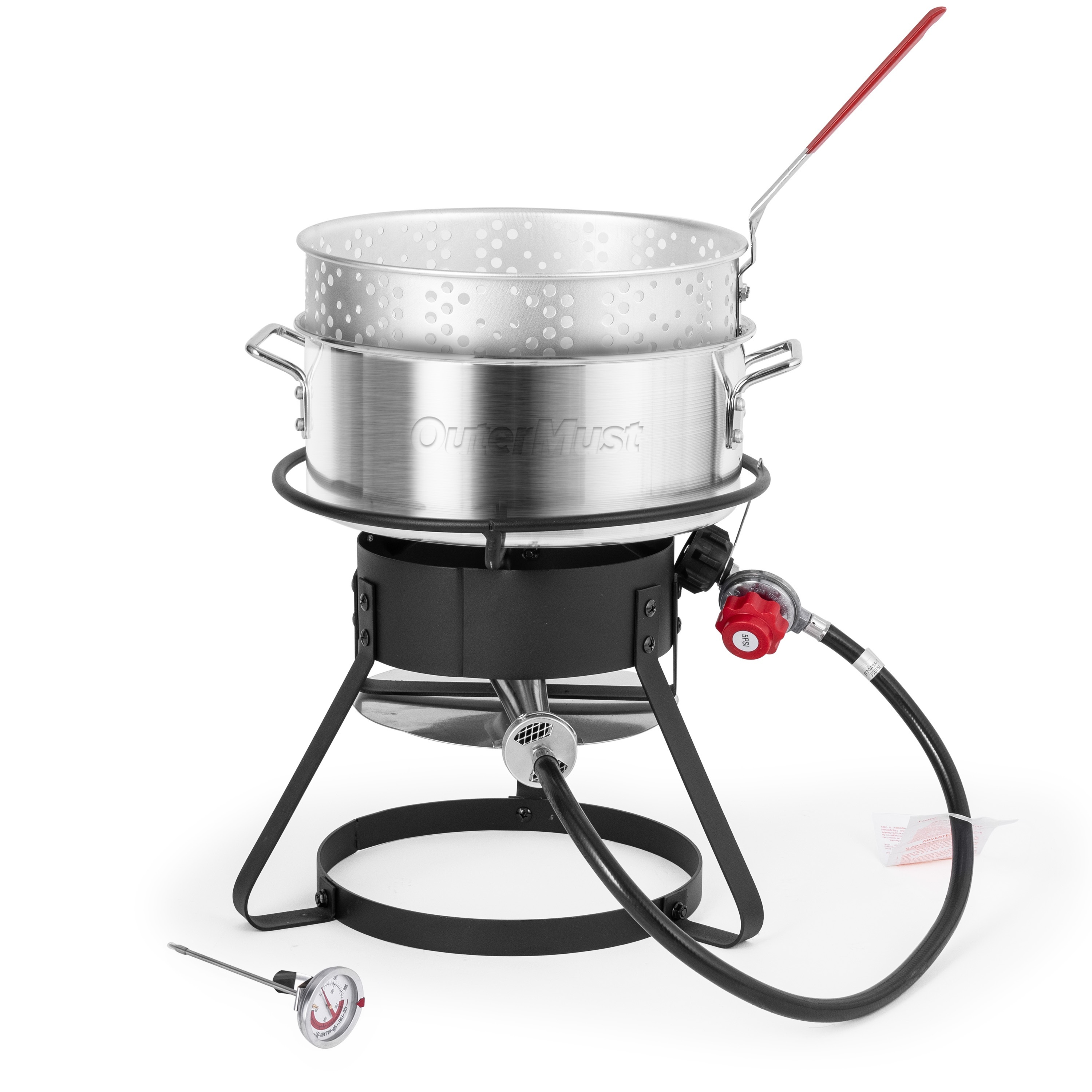 

Fish Fryer Pot And Basket, 58000 Btu 11 Qt. Aluminum Outdoor Deep Fry Pot With Basket And 5 Inches Thermometer For Frying Fish, French Fries