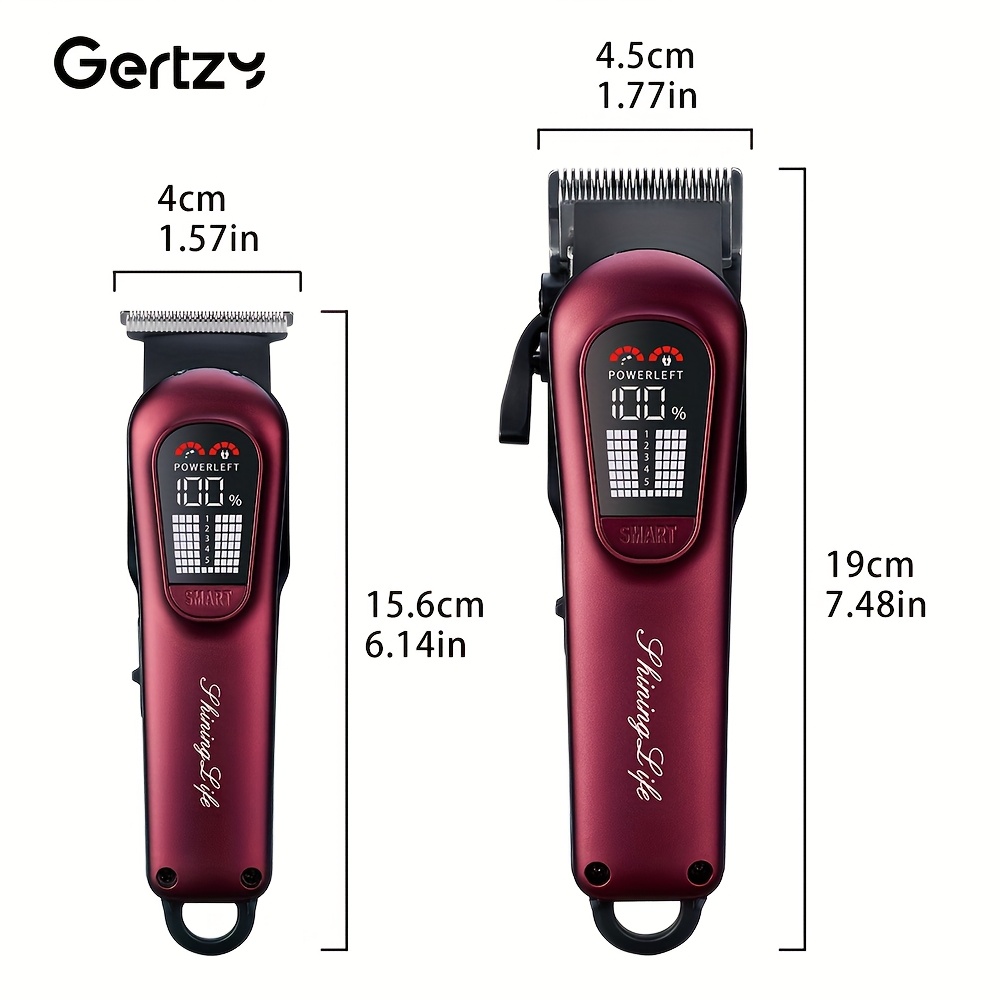 [Cadeau de fête idéal] 2 pièces Kit professionnel de coupe pour barbe et cheveux pour hommes - Tondeuse avec écran LED, kit de coupe de précision, rechargeable par USB, adapté aux familles, équipé de plusieurs peignes limiteurs, réglage 5 vitesses, kit de beauté pour hommes, cadeau de fête idéal