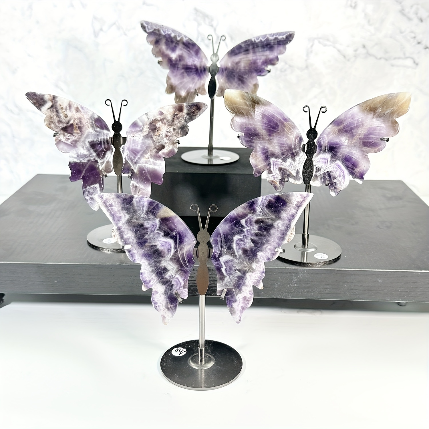 

1pair Natural Dream Amethyst Butterfly Wings With Stand, Crystal Hand Carved Crystal, Home Decoration Gift, Gemstone Crafts