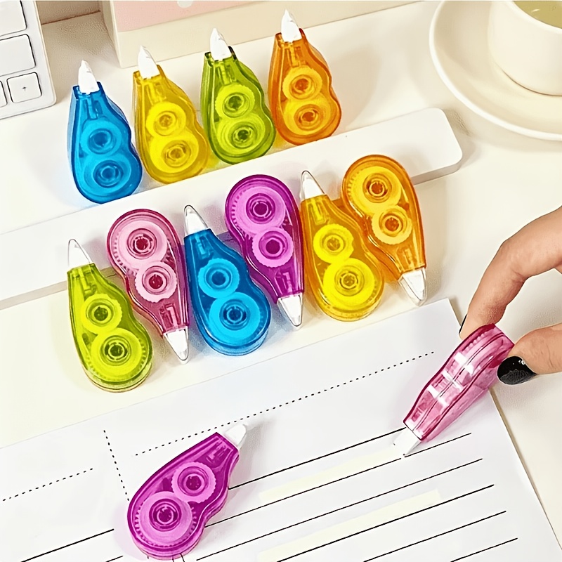 TEMU Lot de 4 de papeterie | Couleurs aléatoires, design compact et transparent d', ruban adhésif à séchage rapide et lisse, convient aux étudiants,