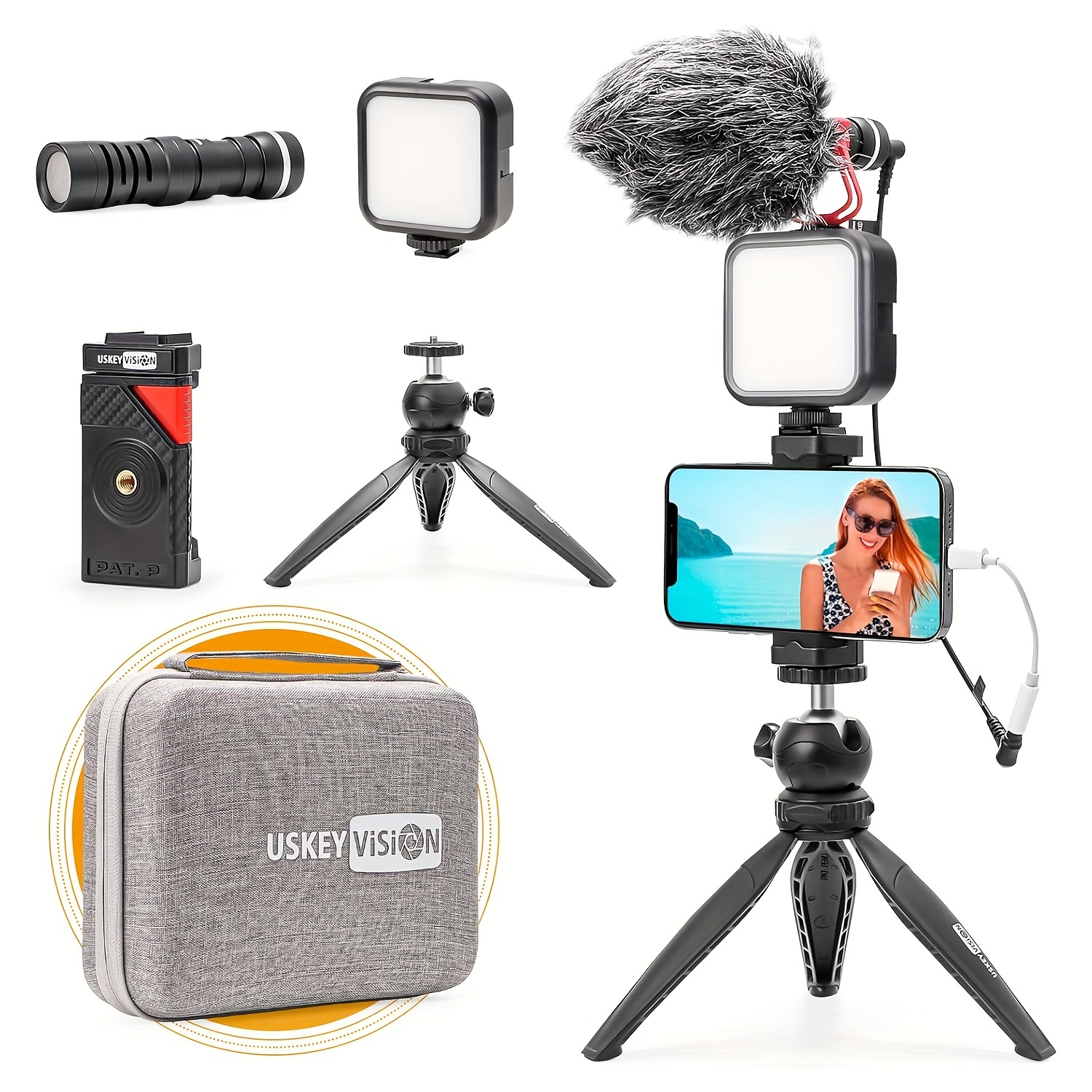 TEMU Vlog Kit Led Light Vlog Kit For Phone Compatible For Tiktok Youtube Starter Video Microphone Phone Tripod Phone Mount (vlog )