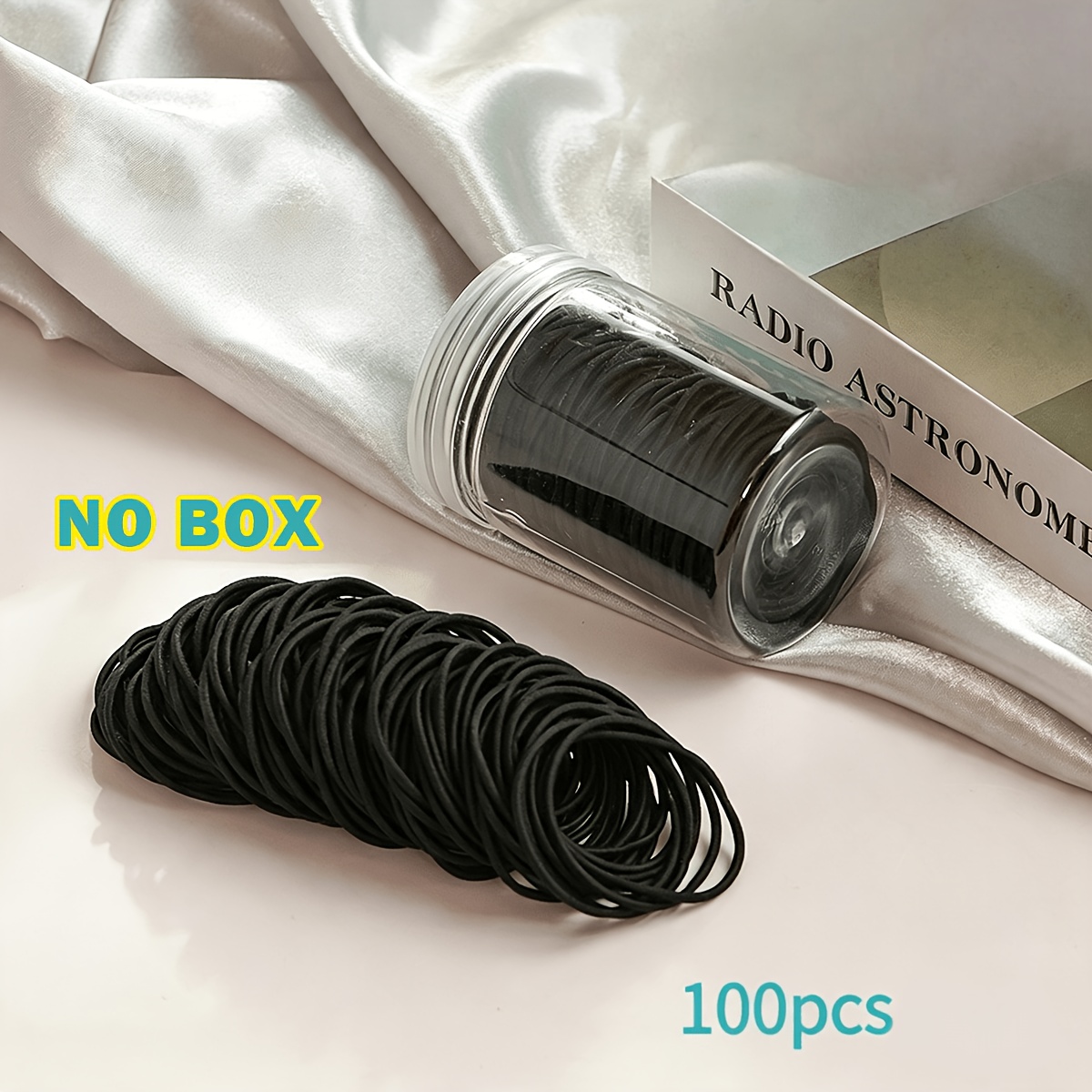 TEMU 100pcs Set Of Thin Hair Ties, Simple High-elasticity Thin Elastic Bands, Vintage Low- Color Hair Scrunchies