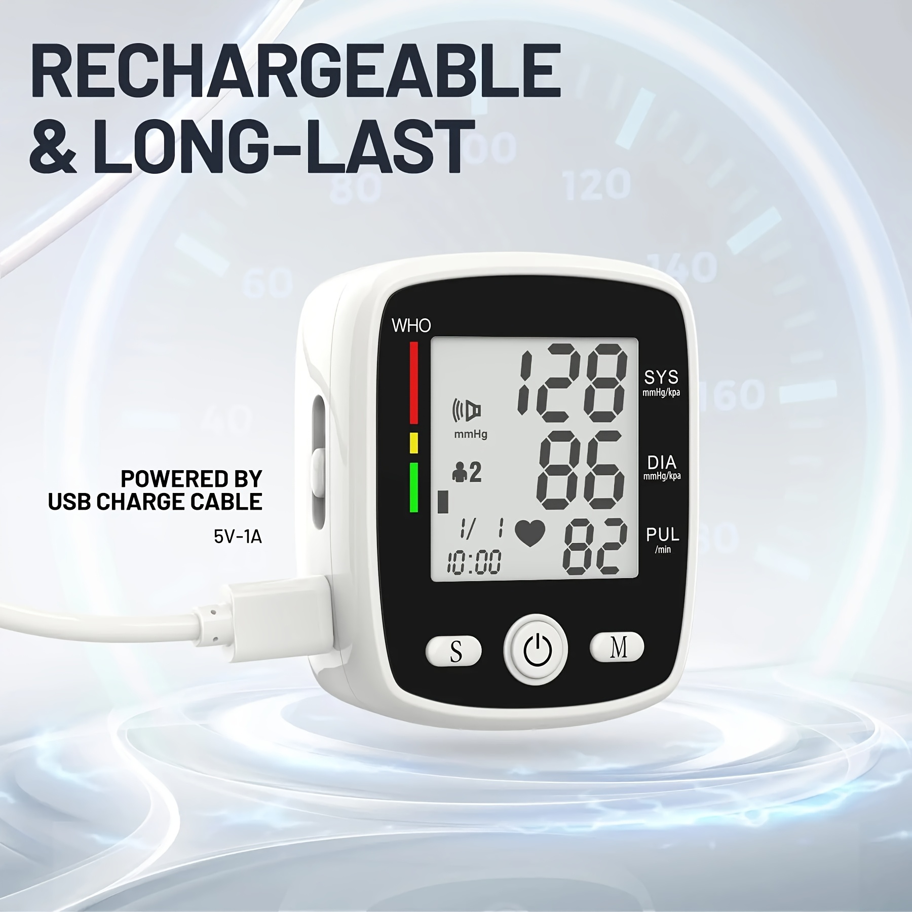   kun rechargeable digital wrist blood pressure monitor with voice broadcast large lcd display portable usb charging 198 reading memory storage adjustable cuff     for   monitoring blood pressure monitor wrist cuff automatic userfriendly design rechargeable device personal health     durable construction healthconscious individuals Product details 1