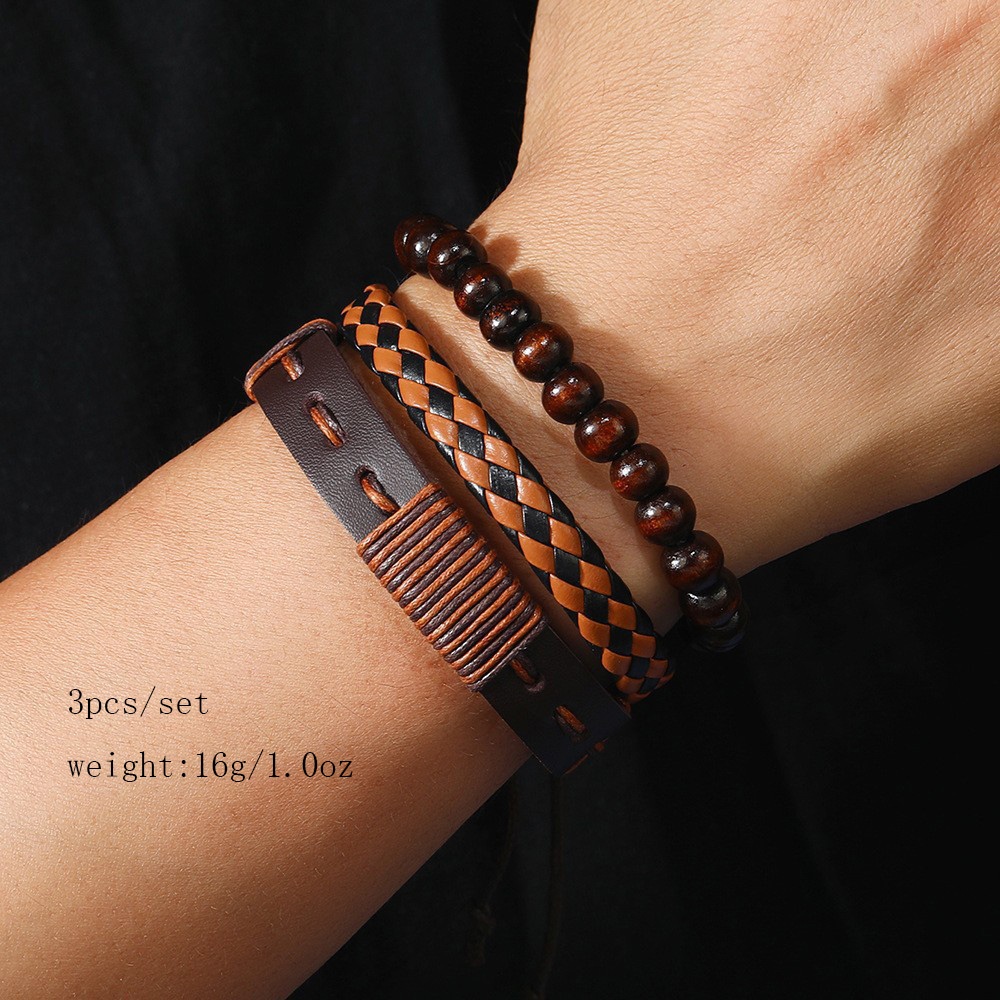 3/12pcs Retro Style Men's Stackable Bracelets Set