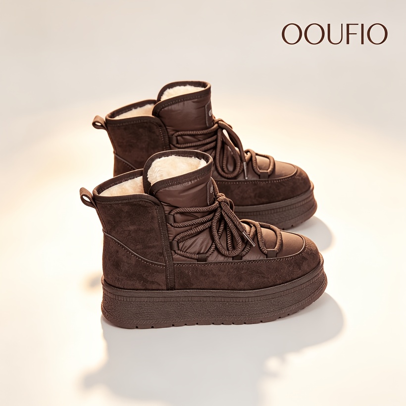 TEMU Women's Thick-soled Boots, Winter Warm Boots, Thickened Warm Ankle Boots, Plus-size Wide-toe Boots For Women