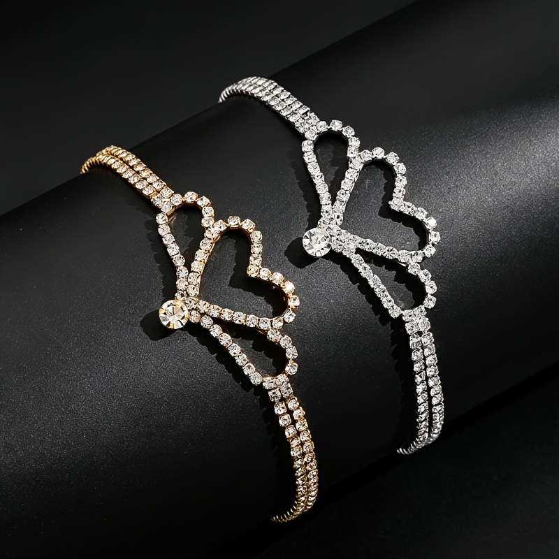 Unisex Heart Bracelet with Sparkling Inlay