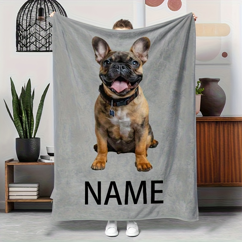 Custom Photo and Text Printed Flannel Blanket for Pet Lovers
