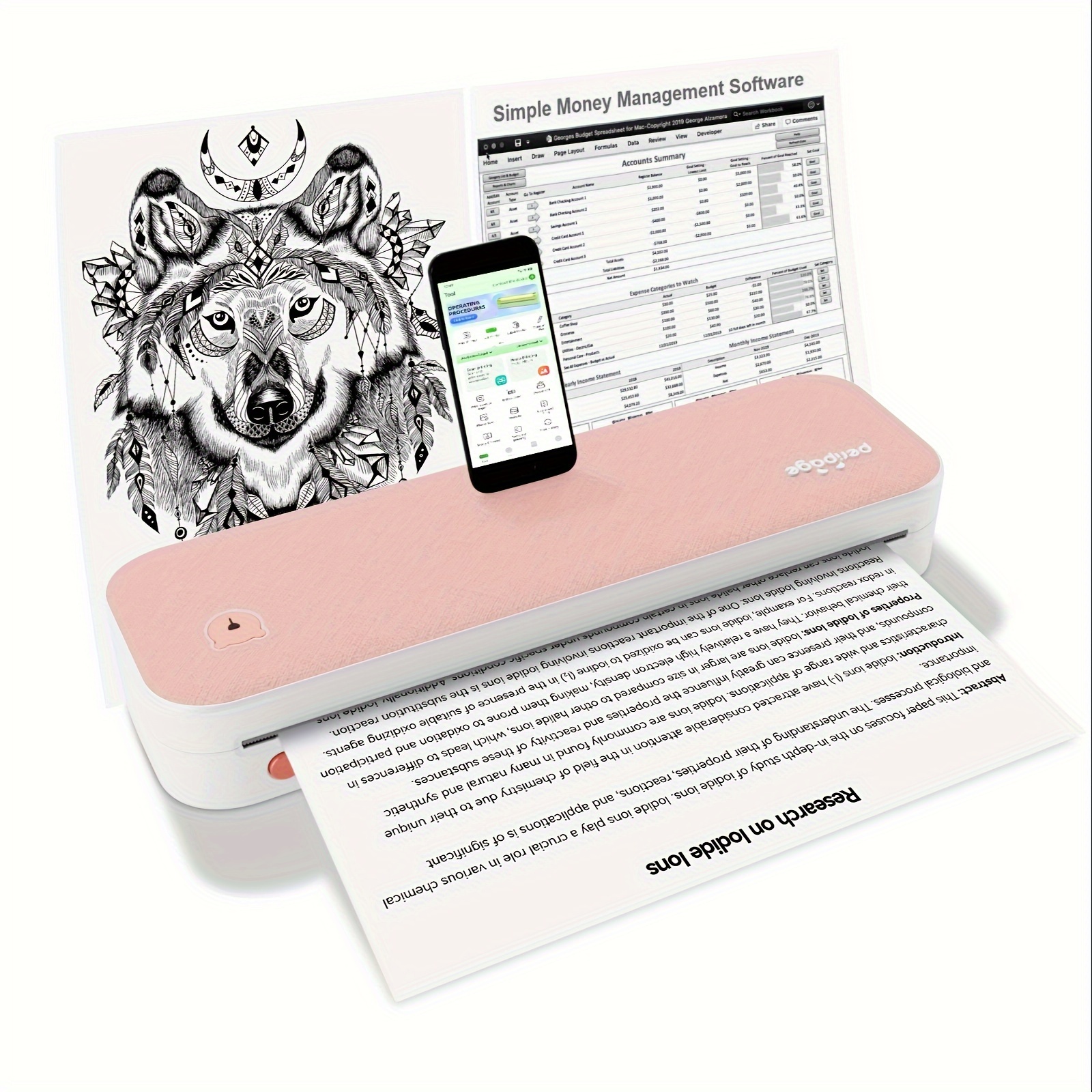 TEMU Peripage Portable Travel Printer Wireless Thermal Printer Tattoo Printer Supports 8.5x11 Us Letter And A4 Thermal Paper Tattoo Paper Compatible