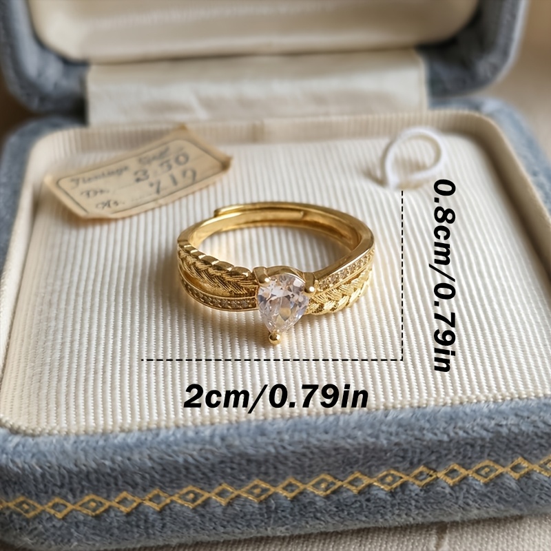 French Romantic Pear Shaped Open Ring for Women