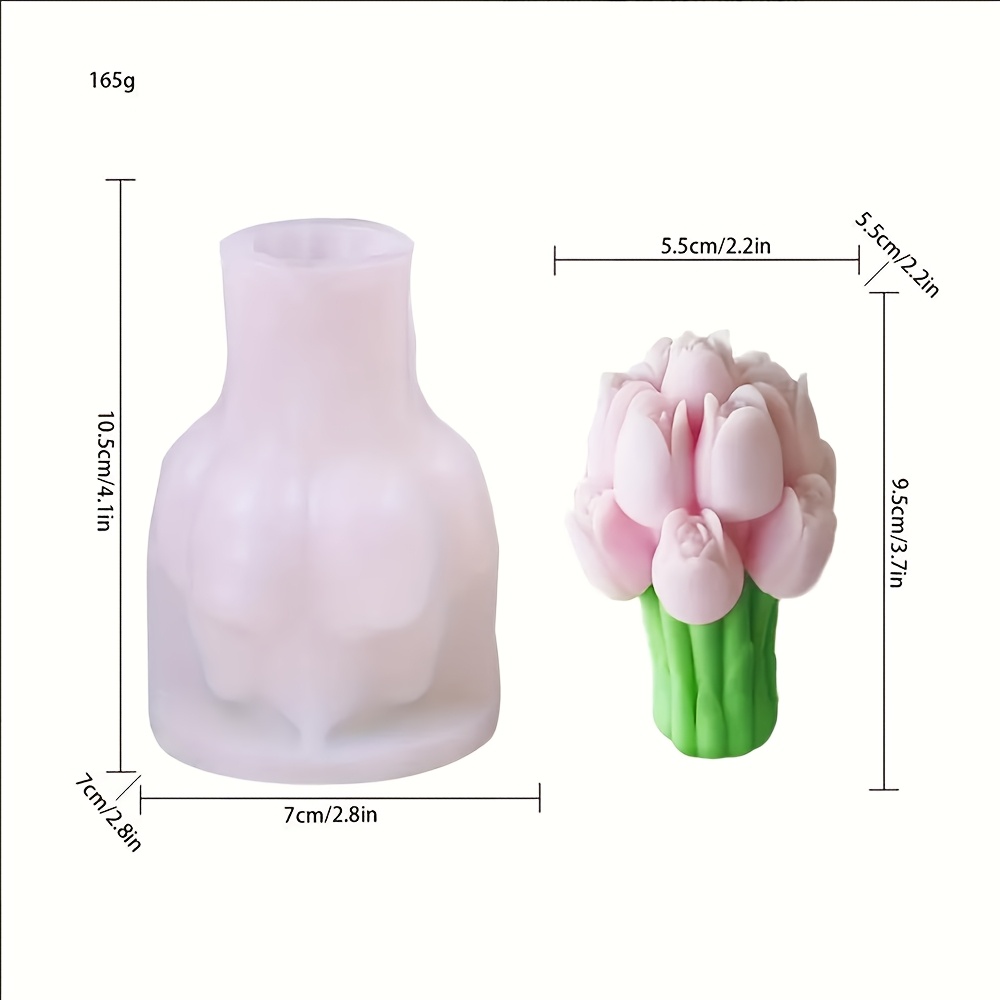 E-shop 3D Tulpenstrauß Silikonform, für Duftkerzen und Gipsarbeiten - Blumenornament Gießwerkzeug