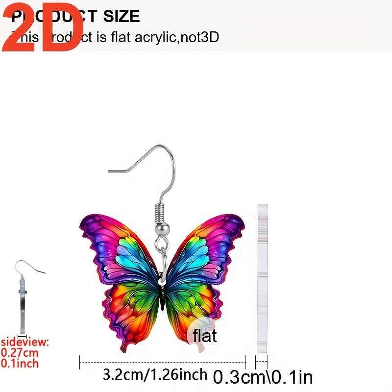 Colorful Cartoon Butterfly Acrylic Pendant Necklace