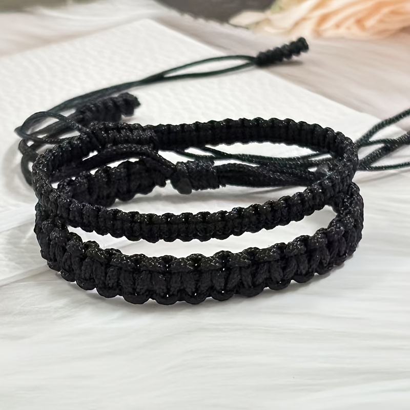 Red and Black Adjustable Friendship Bracelet, Couple Style