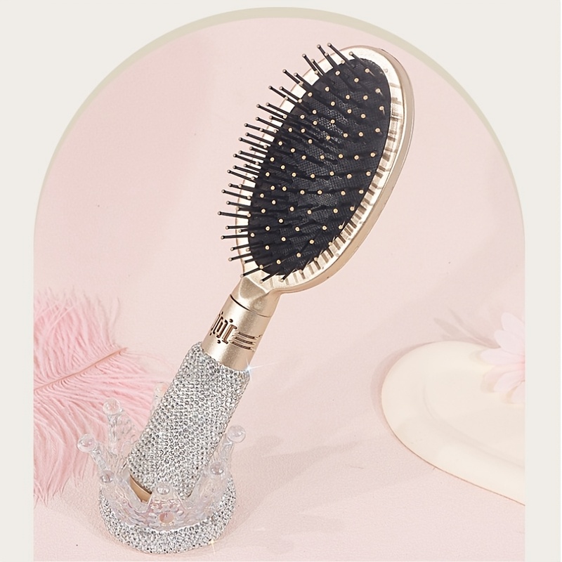 TEMU 1pc Luxury Long Handle Air Cushion Comb Inlaid Home Use Smooth Hair Curly Hair Comb Creative Exquisite Anti-static Airbag Comb