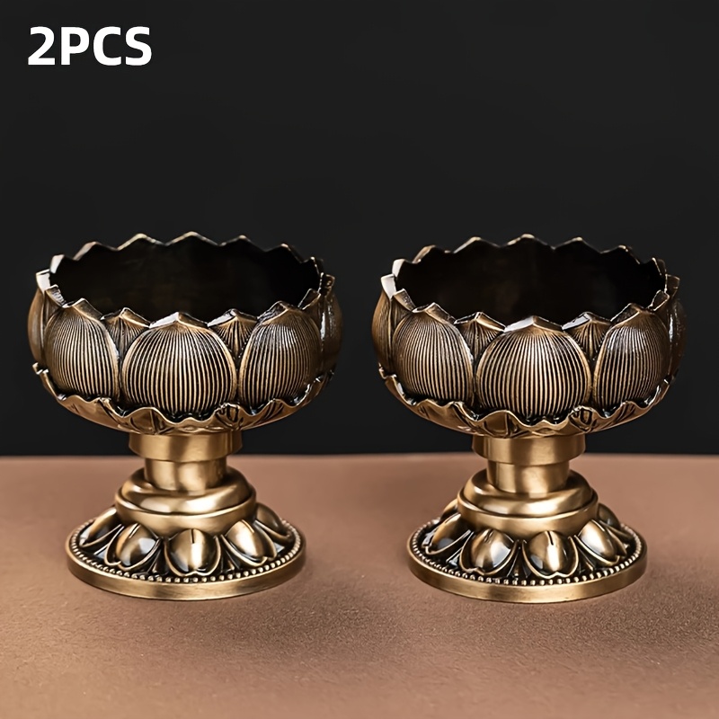 Image of 2pcs Metal For Lotus Candle Holders, Decorative Ornaments For Homes, Teahouses & . Suitable For Wedding Decor, Dinners, Festival Celebrations, Tabletop Decoration & Ambiance Creation