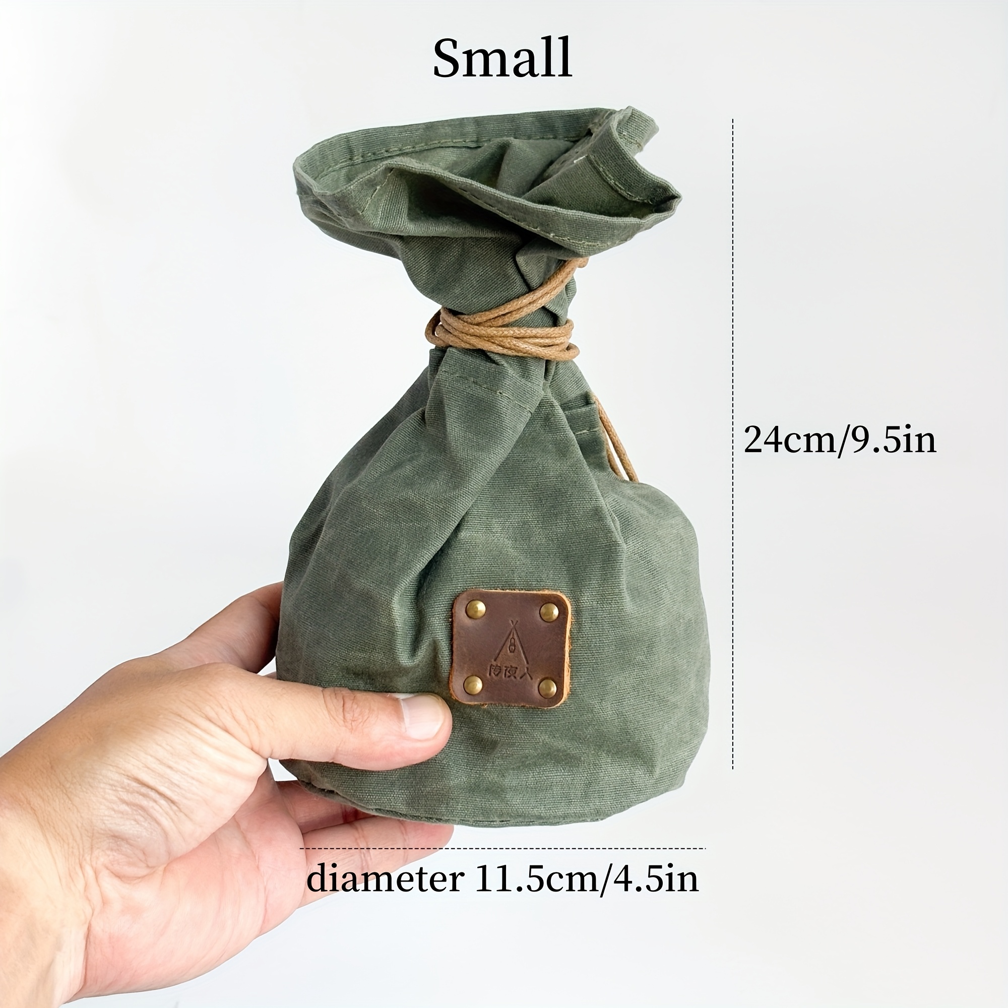 Waxed Canvas Outdoor Camping Storage Bag, Multi-Purpose Drawstring Vintage Style