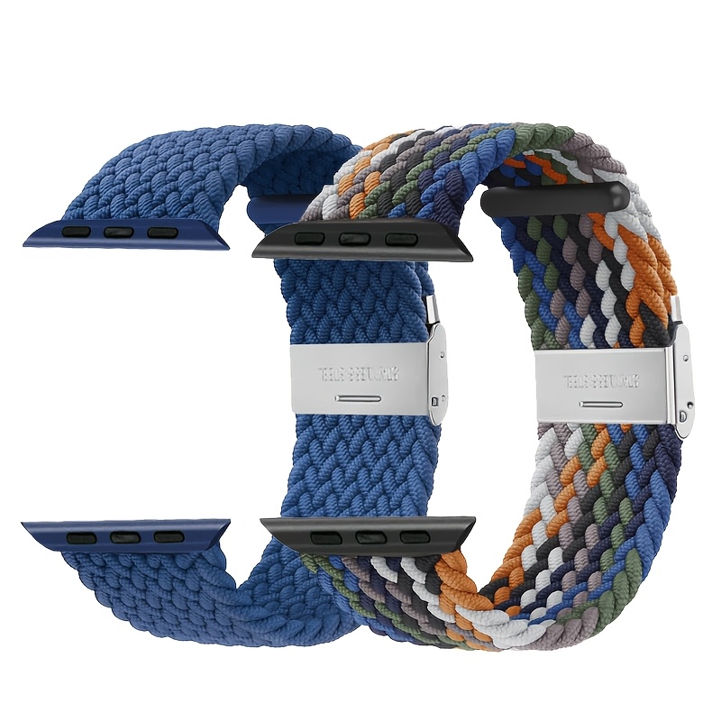 TEMU Juego de 2 correas elásticas tejidas de un solo bucle para APPLE Watch para mujer, 40mm 38mm 41mm 44mm 46mm 45mm 42mm 49mm para hombre, correa