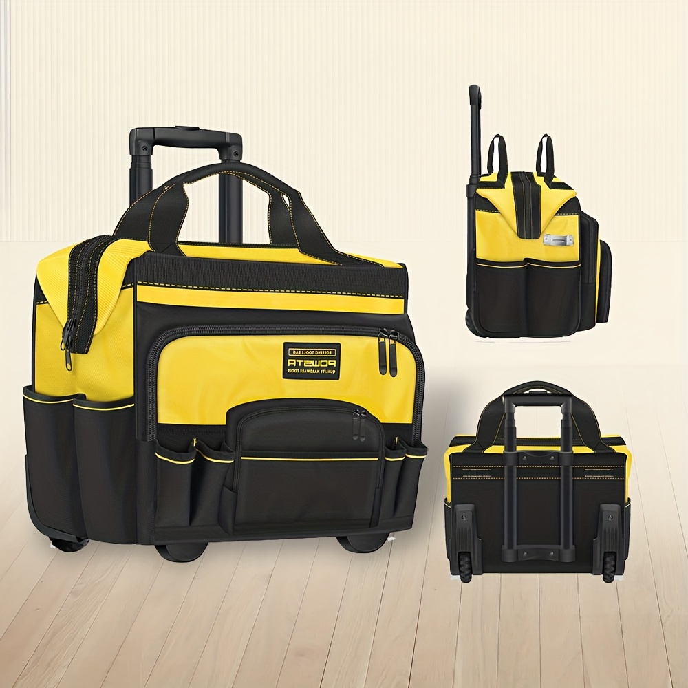 18" Rolling Tool Bag With Wheels And Telescoping Handle | Polyamide Tool Organizer Bag, Tool Kit For Garage And Repair