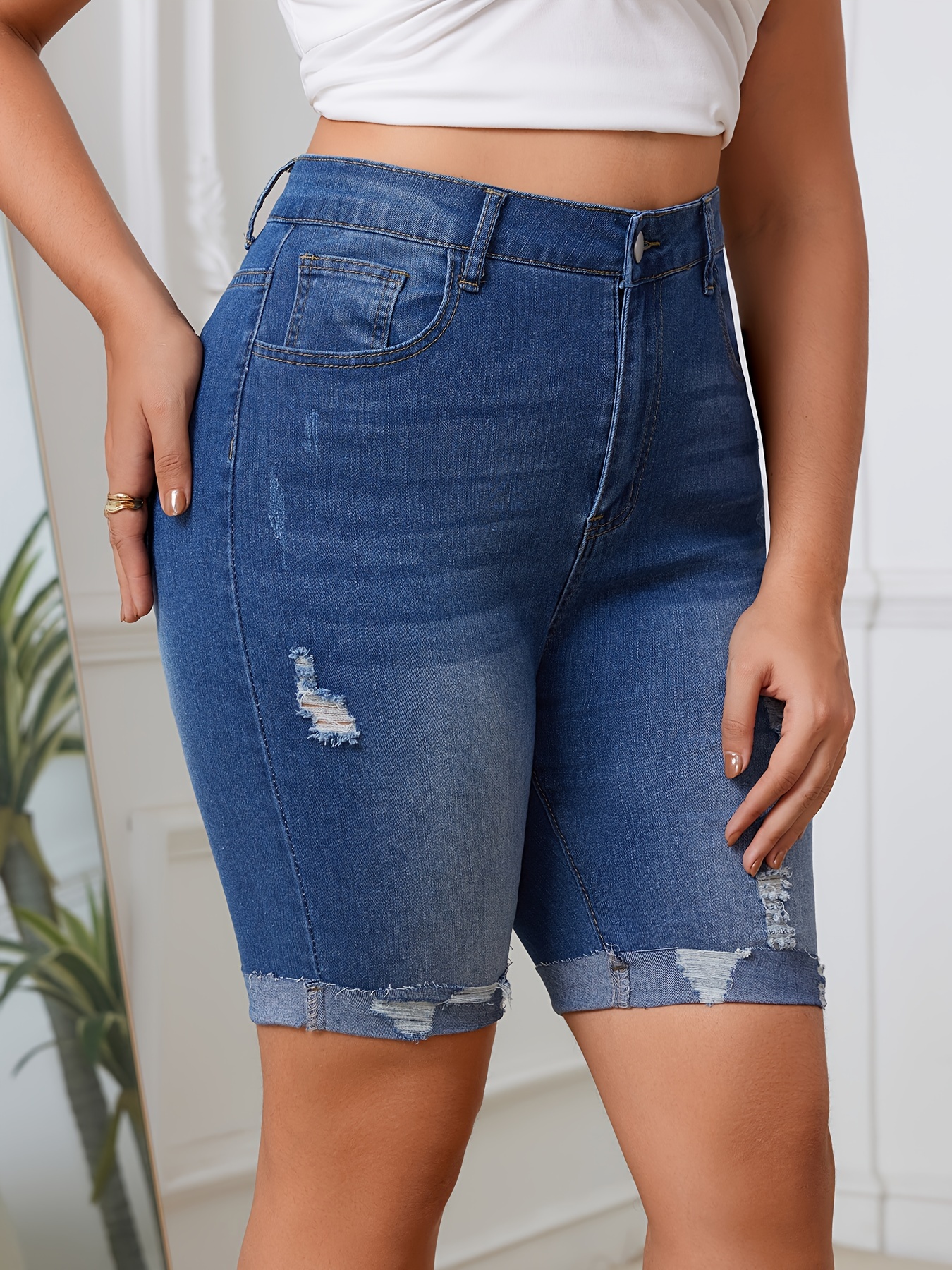 Plus Size Bermuda Shorts Cuffed WallFlower Women's Plus-Size