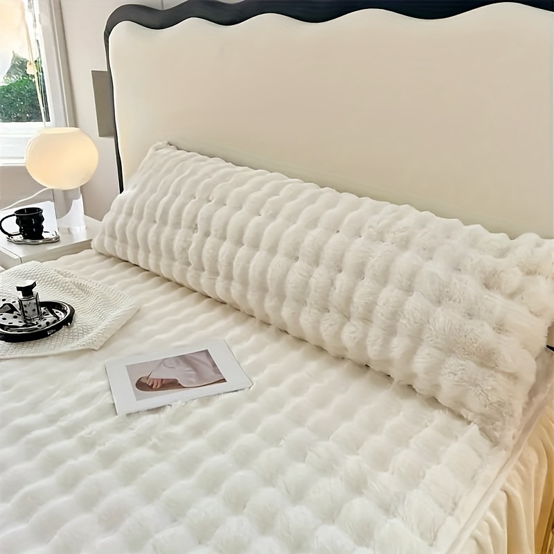 TEMU Taie d'Oreiller en Fausse Fourrure de Lapin - Douce, de & Allergène pour la Décoration de - Fermeture Éclair, Lavable en Machine