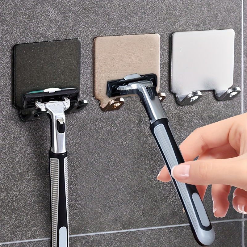 

1pc Punch Free Shaving Razor Holder, Men's Shaver Storage Hook, Wall Shelf Bathroom Razor Rack Wall Kitchen Accessories