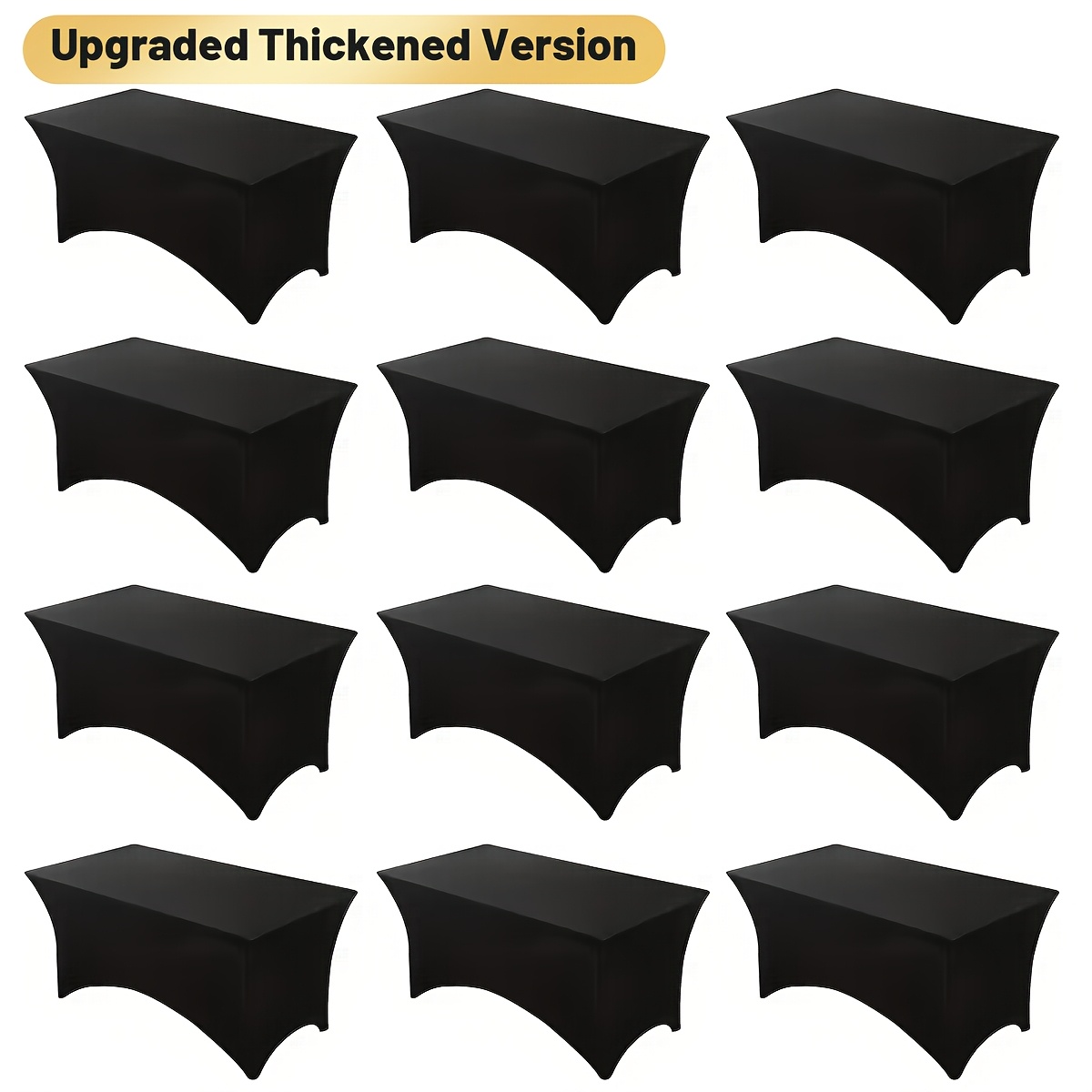 TEMU 6/12pcs Table Cover 6ft Spandex Tablecloths For Rectangle Tables Resistant Stretch Patio Table Cover For Event, Wedding Banquet, Party Birthday
