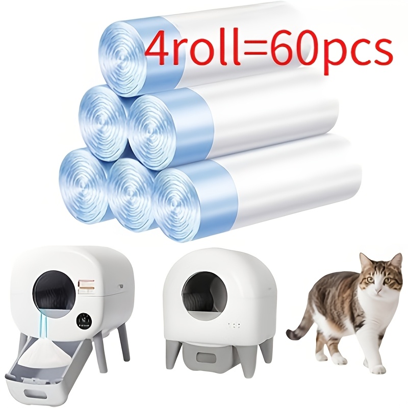 TEMU Sacs à litière pour chat, compatibles avec les sacs à déchets pour robot litière, sacs de protection pour bac à litière avec cordon de serrage