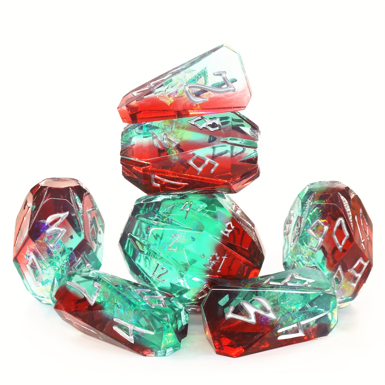 7pcs Resin Polyhedral Dice Set | Dnd Dice For Rpg Gaming Additions | D20 D12 D10 D8 D6 D4 | Christmas/party Gifts For Tabletop Role-playing Games