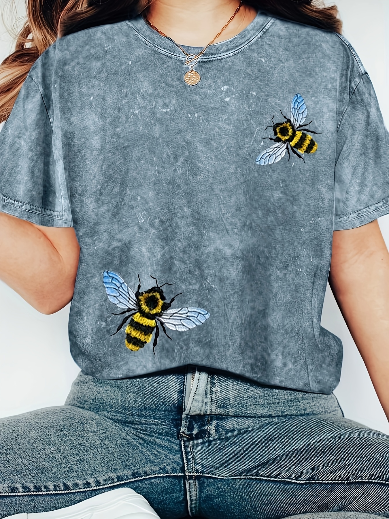 t shirt décontracté femmes à imprimé abeille coupe détendue Temu